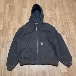 Carhartt Jacket Brown Canvas Quilt Lined Size Large J130 DKB
